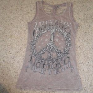 Affliction "Make Love Not War" Peace Zipper Tank